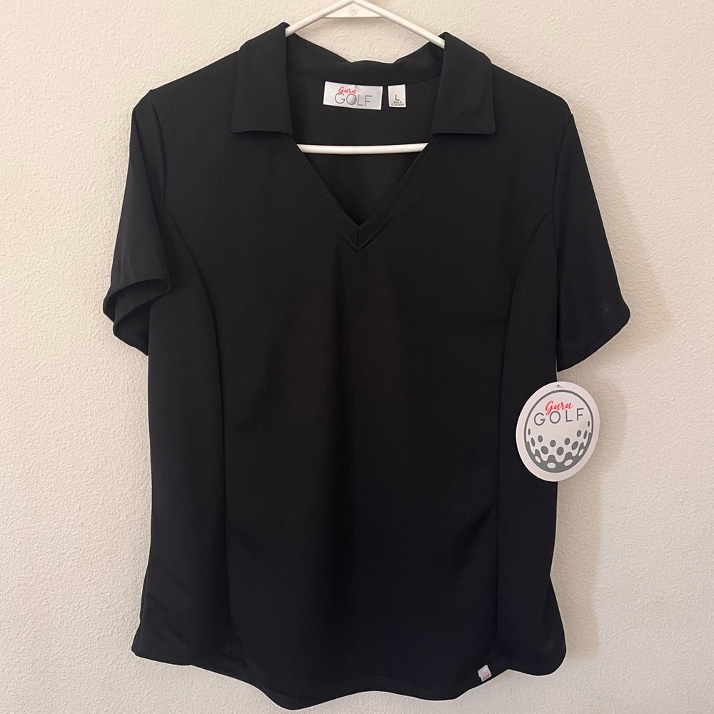 NWT Guru Golf black polo shirt